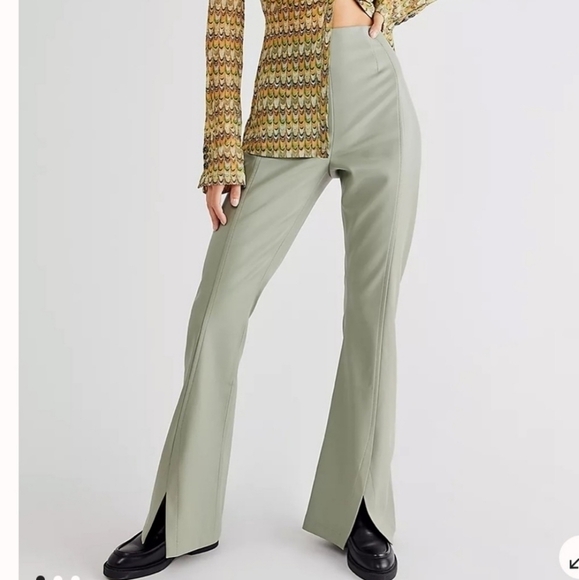 Free People Real Deal Slit Vegan Pants Seagrass 28 - Picture 1 of 11